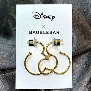 Disney x BaubleBar Outline Bling Faux Gem Diamond Gold Tone Earrings NWT